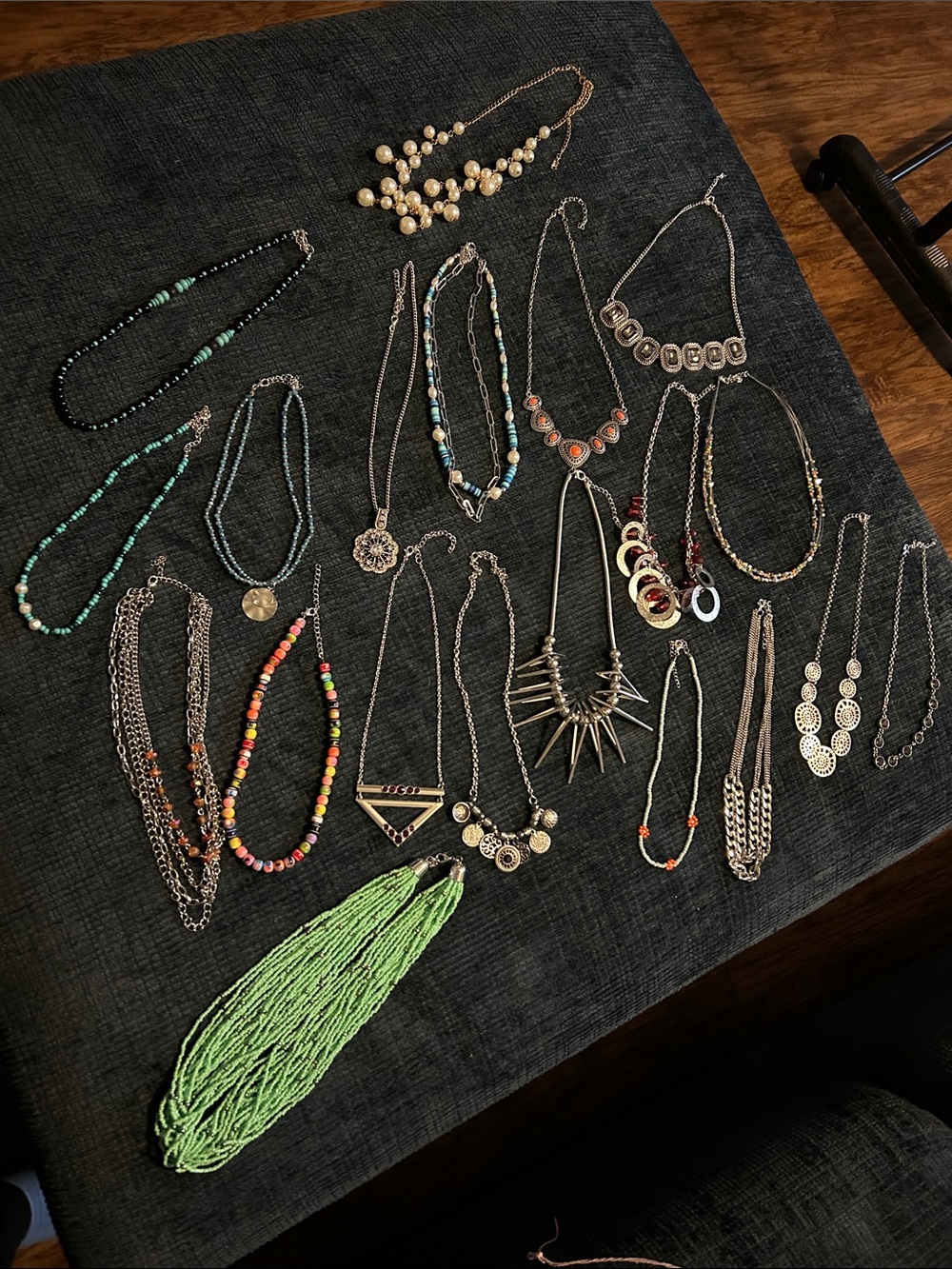 Mixed Women's Necklace Collection - Green Beaded Accent